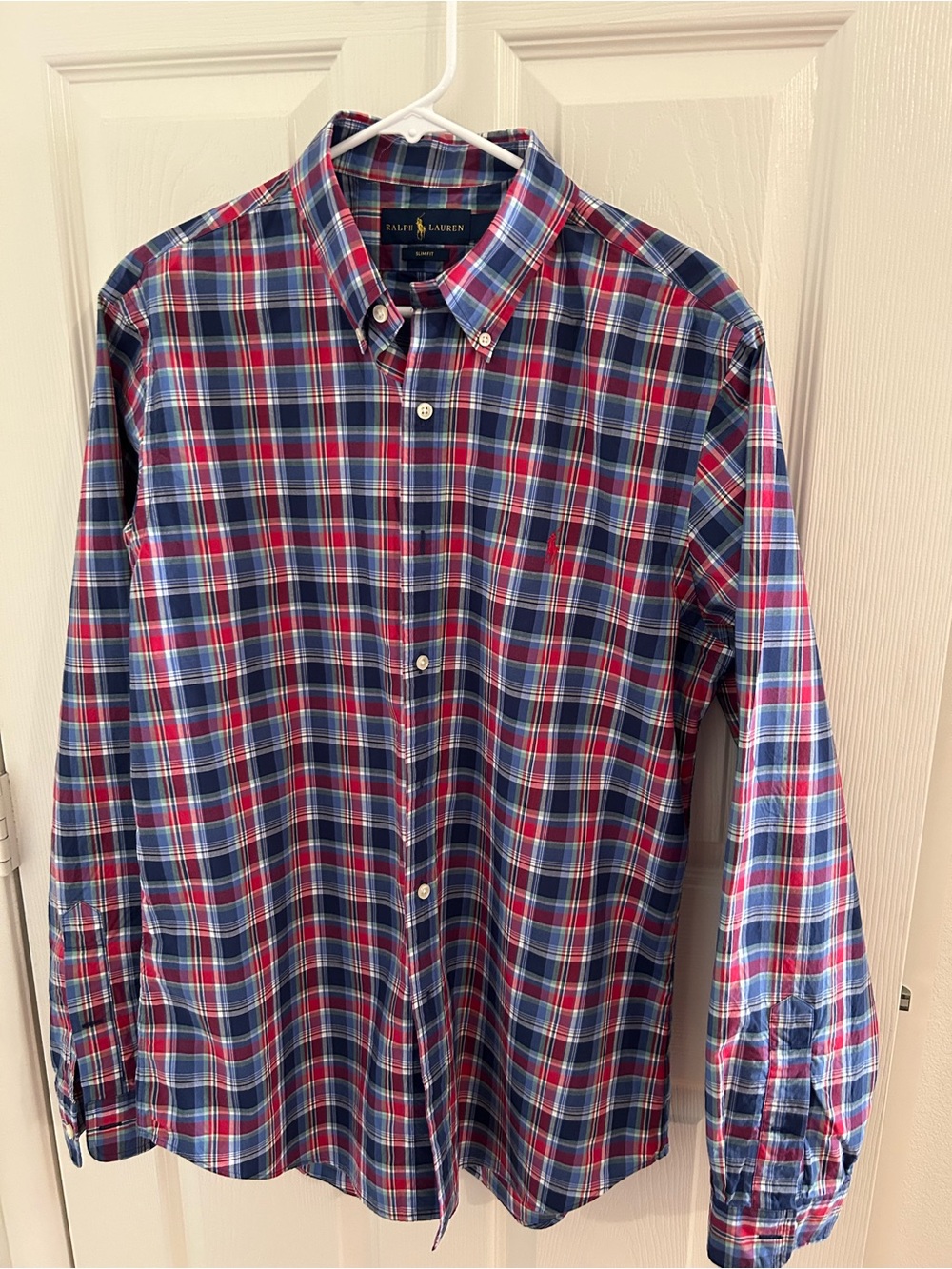 Ralph Lauren Red, Blue & White Plaid Button-Down Shirt
